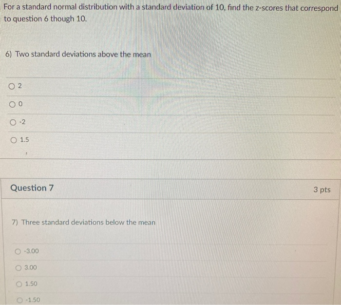 Solved For a standard normal distribution with a standard | Chegg.com