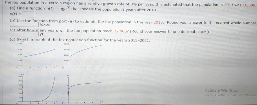 Solved The fox population in a certain region has a relative | Chegg.com