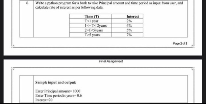 Solved Write a python program for a bank to take Principal | Chegg.com