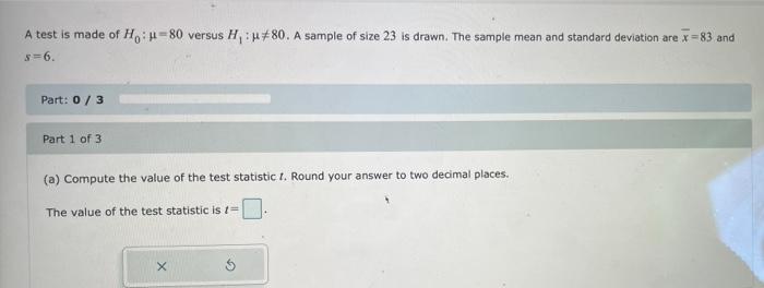 Solved A Test Is Made Of Ho: -80 Versus H:-*80. A Sample Of | Chegg.com