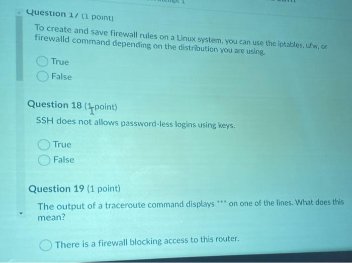 Solved Question 17 (1 point) To create and save firewall | Chegg.com