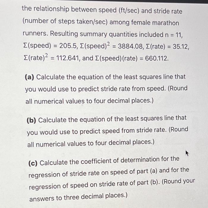 [Solved] the relationship between speed (ft/sec) and strid