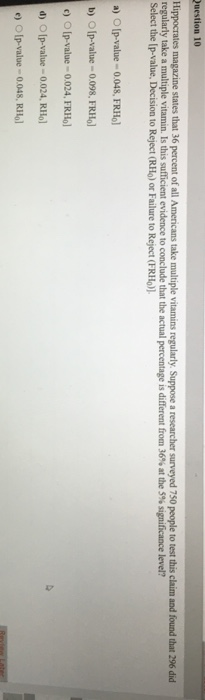 Solved Question 10 Hippocrates magazine states that 36 | Chegg.com