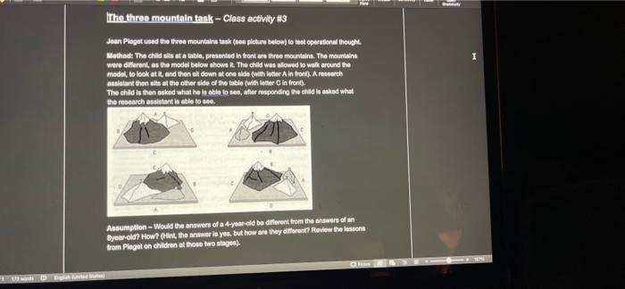 Solved The three mountain task Class activity 3 Jean Chegg