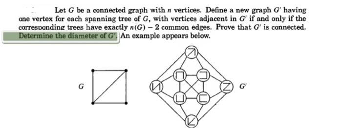 Solved Let G be a connected graph with n vertices. Define a | Chegg.com