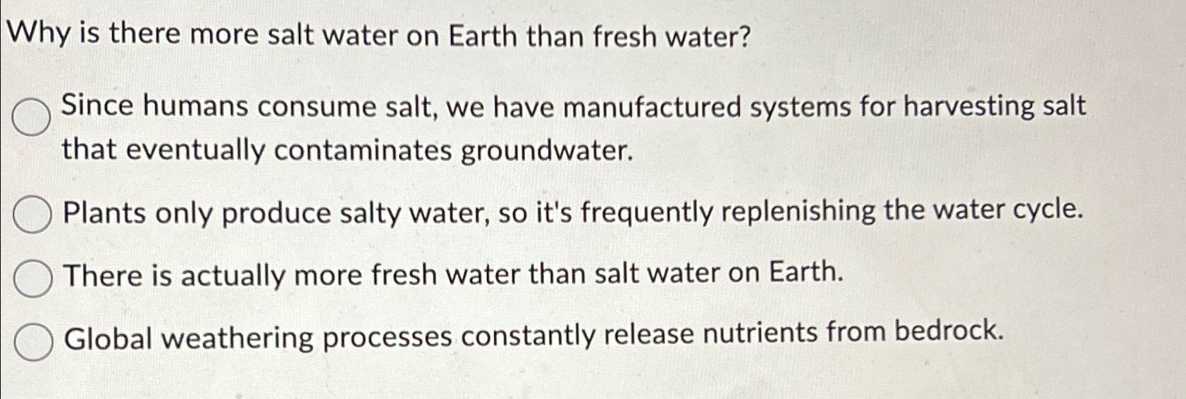 where is most of the earth's salt water located