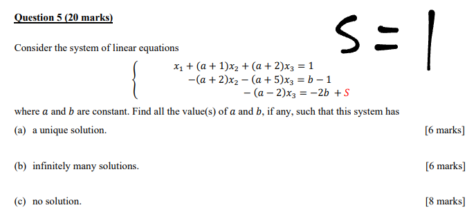 Solved Consider the system of linear equations | Chegg.com