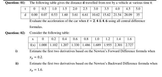 Solved 3.0 4.0 Question: 01) The following table gives the | Chegg.com