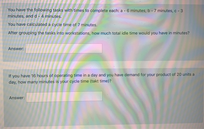Solved You have the following tasks with times to complete | Chegg.com