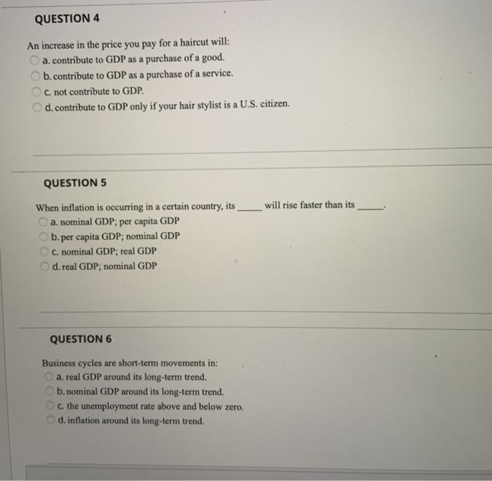 Solved QUESTION 4 An increase in the price you pay for a | Chegg.com