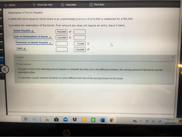 Solved eBook Show Me How Calculator Print Item Redemption of | Chegg.com