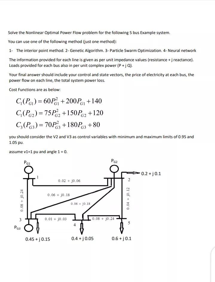 Solve the Nonlinear Optimal Power Flow problem for | Chegg.com