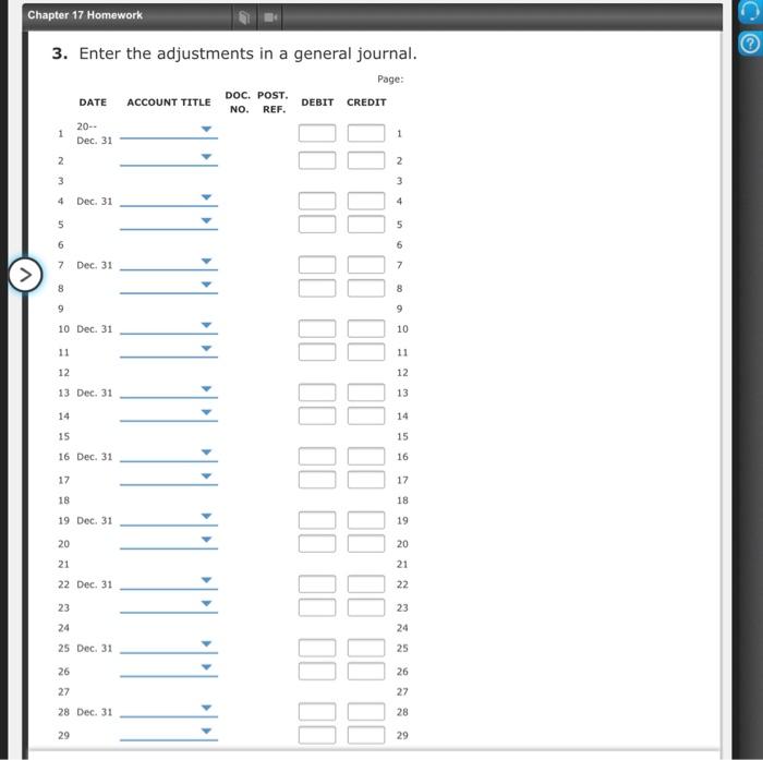 Solved Chapter 17 Homework (a, b) Preparation of Adjustments | Chegg.com