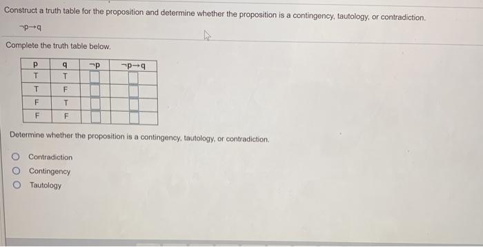 Solved Construct a truth table for the proposition and | Chegg.com