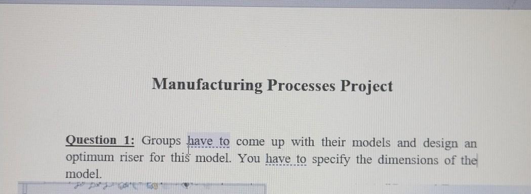 Solved Manufacturing Processes Project Question 1: Groups | Chegg.com