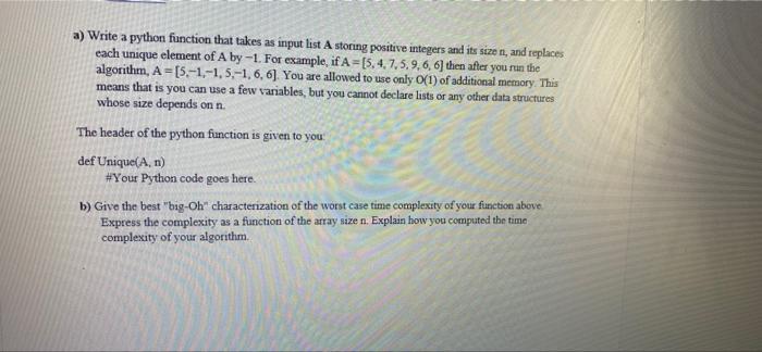 Solved a) Write a python function that takes as input list | Chegg.com