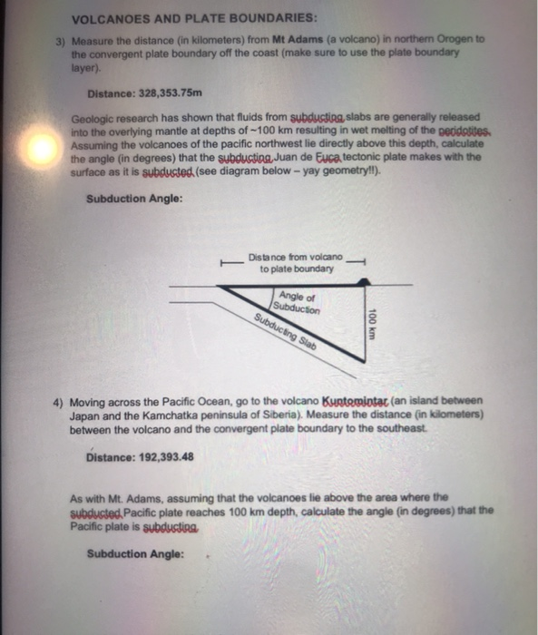 Solved please find the subduction angle and show the steps | Chegg.com