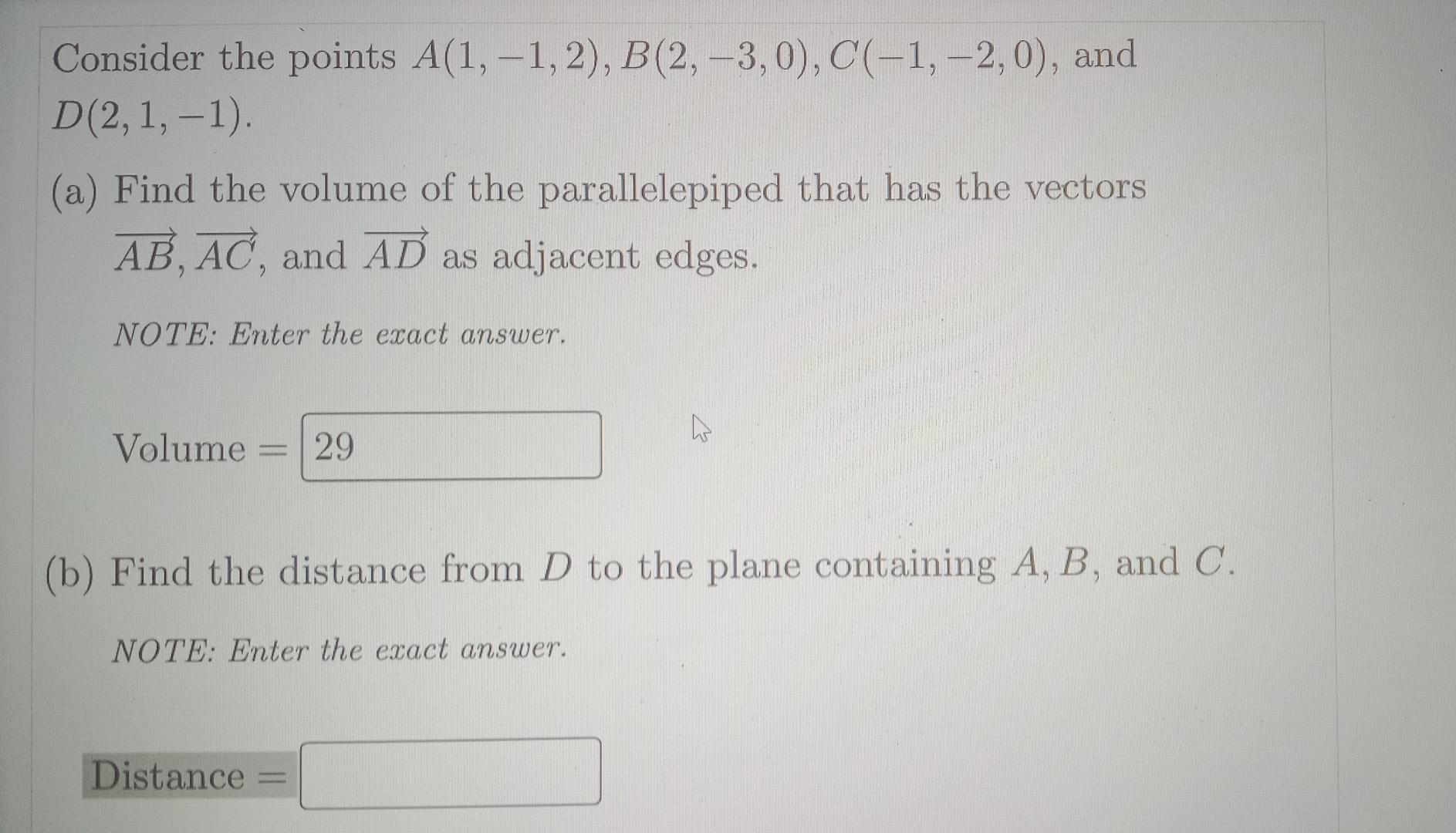 Solved Consider The Points A(1,-1,2), B(2, -3,0), C(-1, | Chegg.com