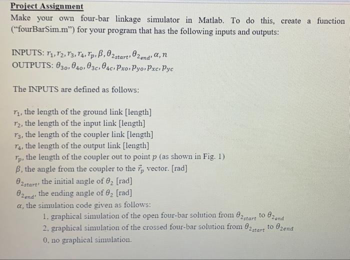 Solved Project Assignment Make your own four-bar linkage 