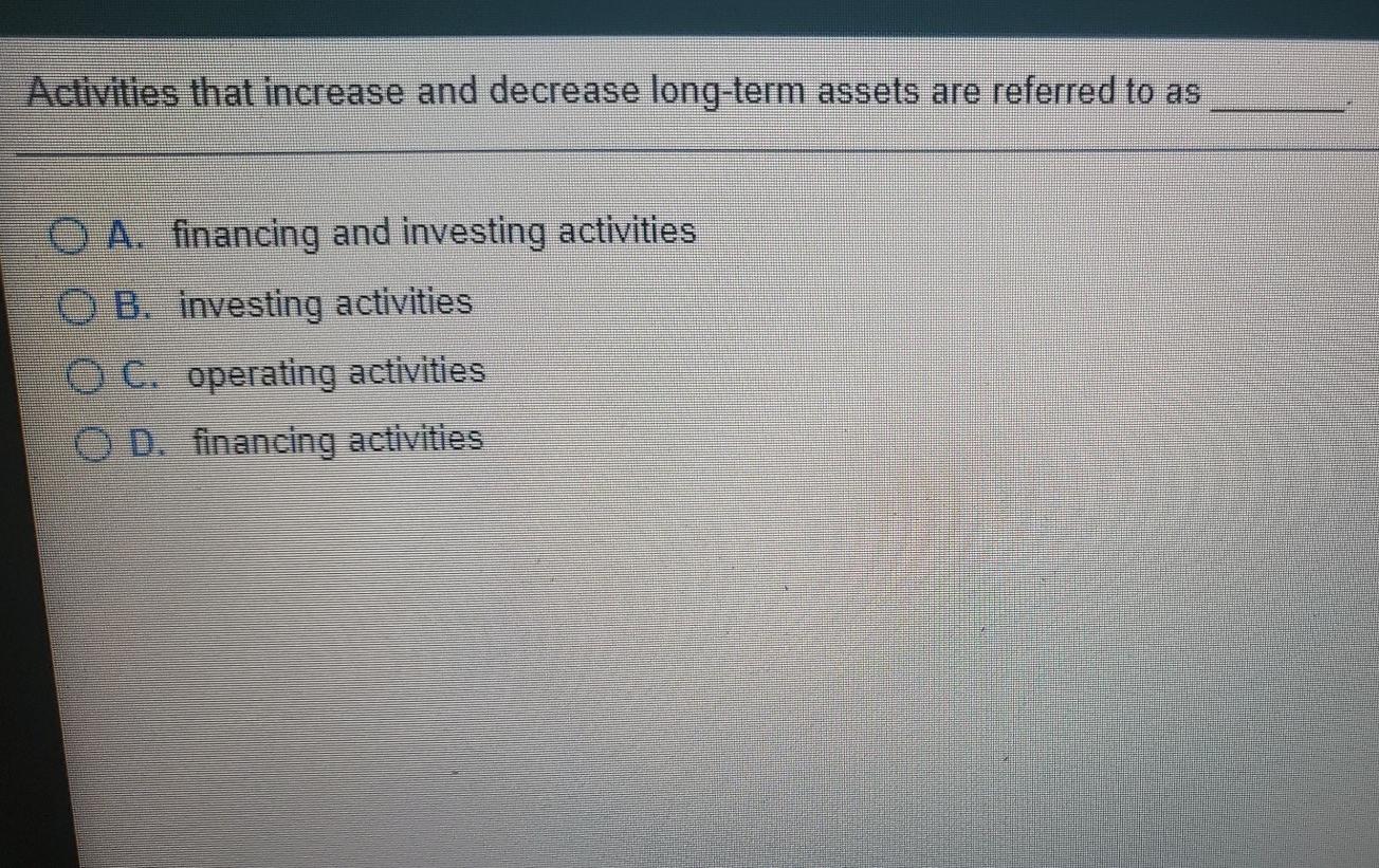 Solved Activities that increase and decrease long-term | Chegg.com