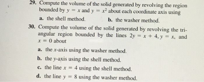 Solved 29. Compute the volume of the solid generated by | Chegg.com