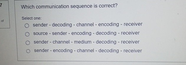 Solved Which communication sequence is correct?Select | Chegg.com