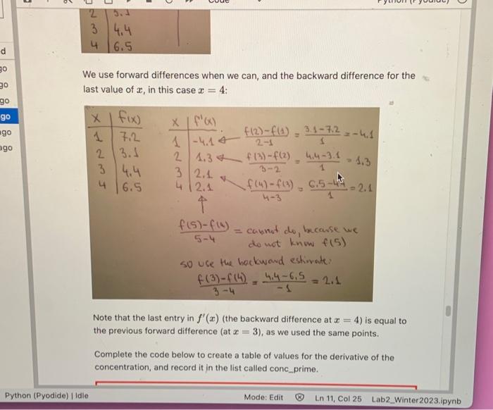 Solved Complete the code below to create a table of values | Chegg.com