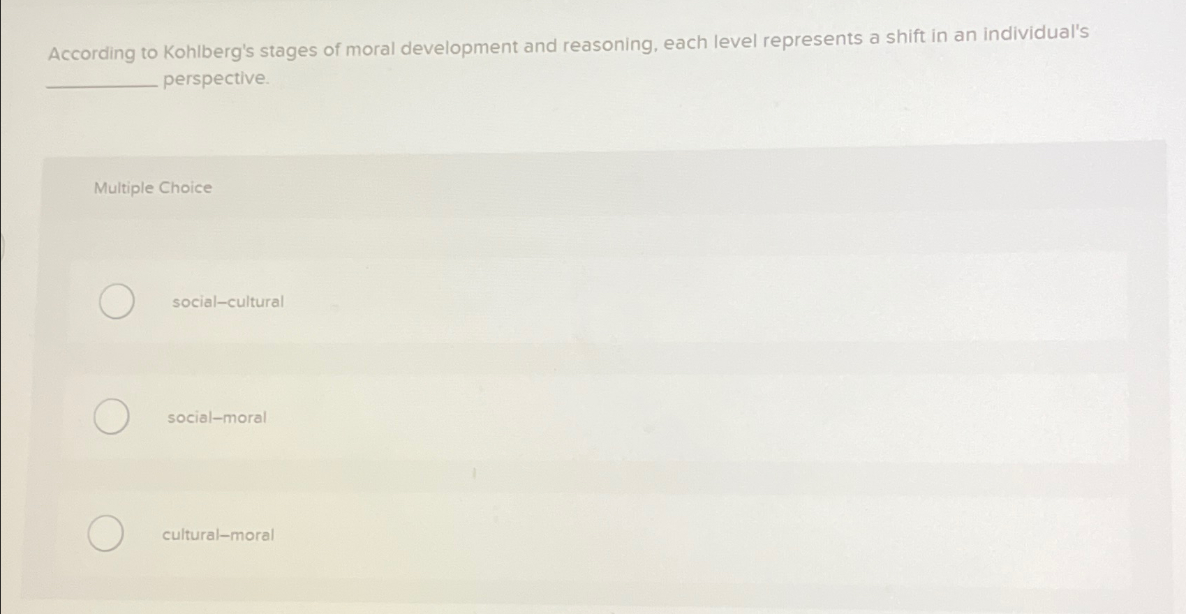 Solved According To Kohlberg's Stages Of Moral Development | Chegg.com