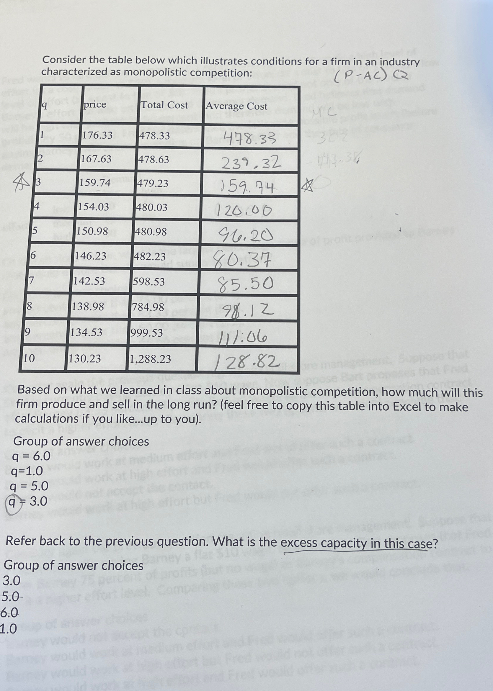 Solved Consider the table below which illustrates conditions | Chegg.com