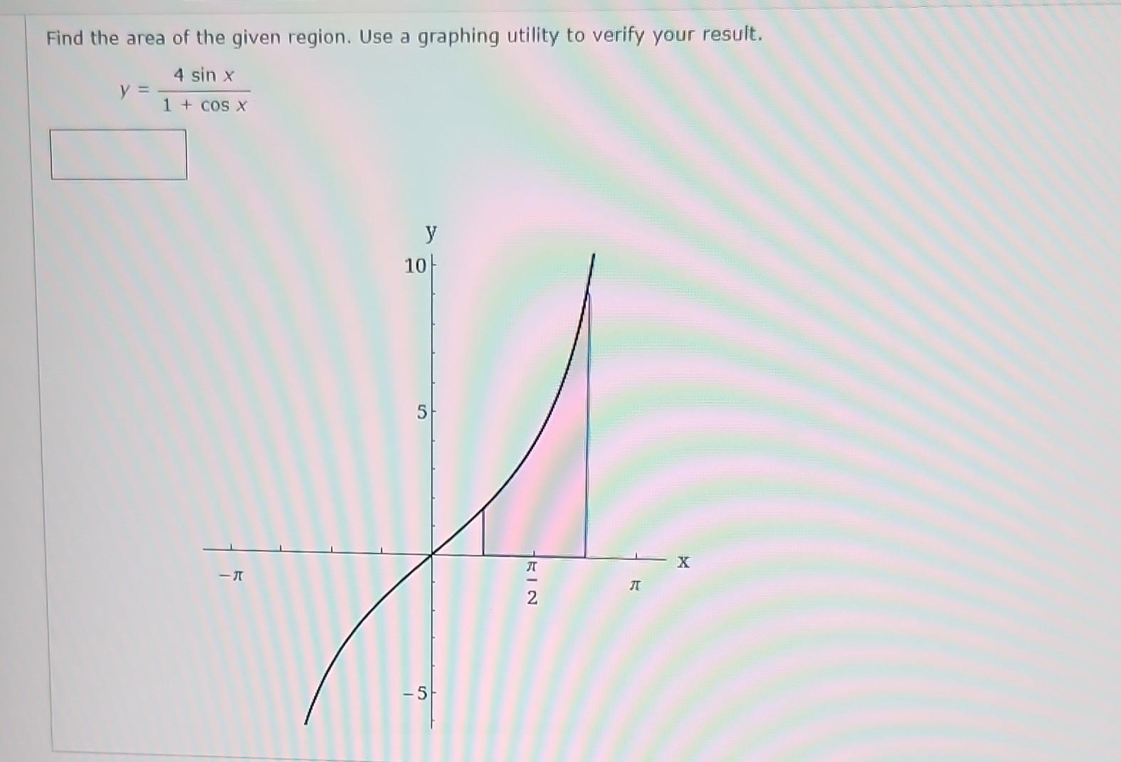 Solved Find the area of the given region. Use a graphing | Chegg.com