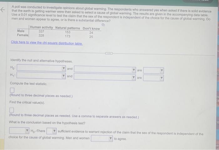 A Poll Was Conducted To Investigate Opinions About Global Warming The