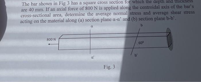 Solved The bar shown in Fig 3 has a square cross section for | Chegg.com