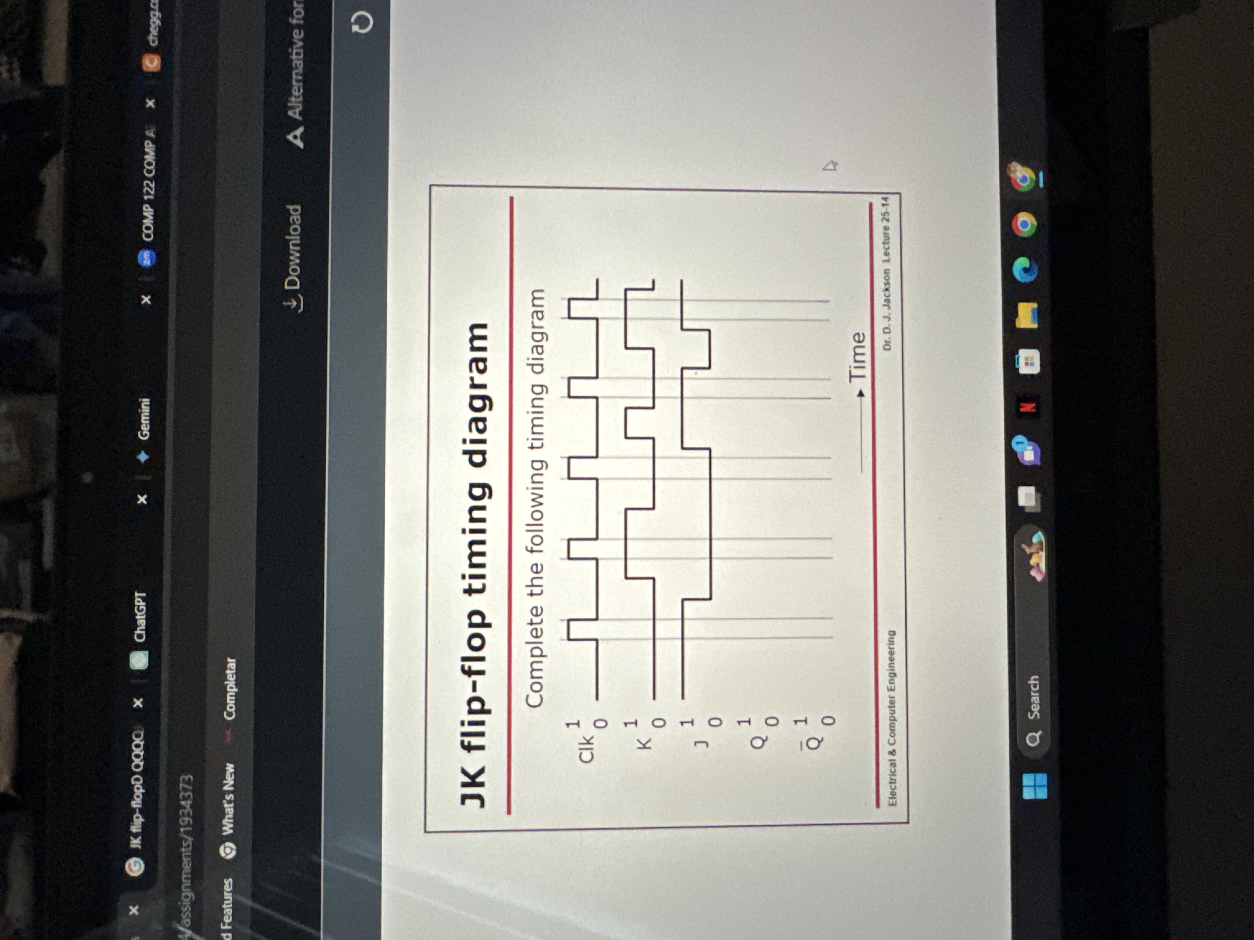 Solved JK flip-flop timing diagramComplete the following | Chegg.com