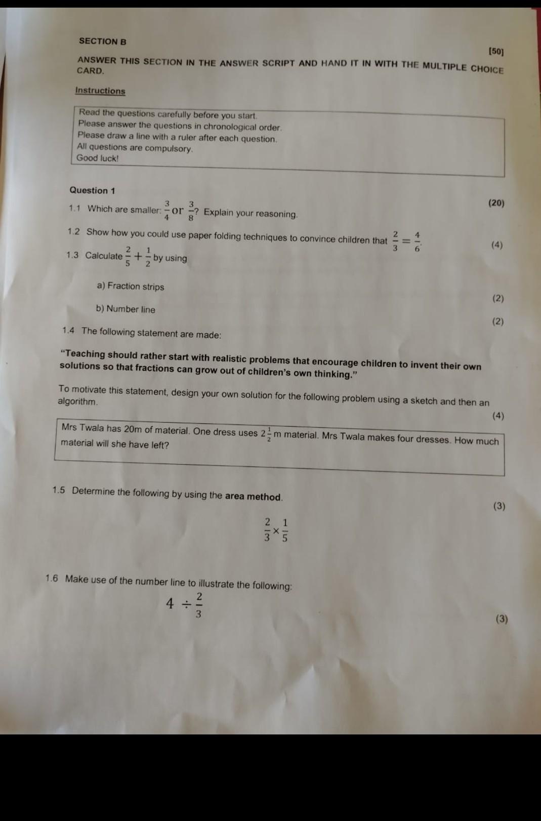 Solved SECTION B [50] ANSWER THIS SECTION IN THE ANSWER | Chegg.com