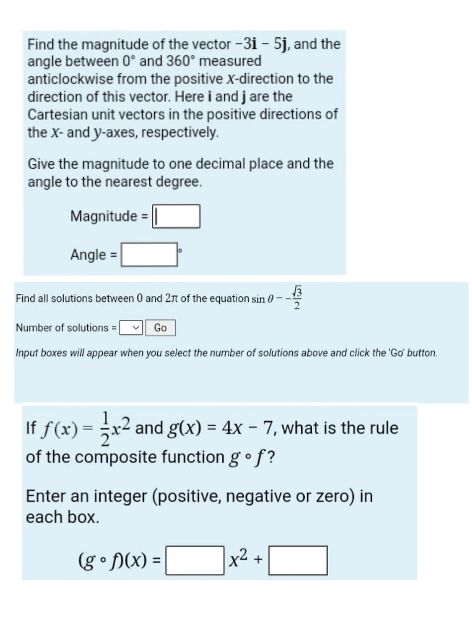 Solved Find The Magnitude Of The Vector -3i - 5j, And The | Chegg.com