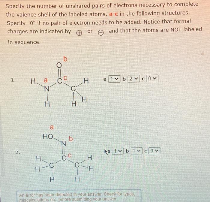 Solved Specify the number of unshared pairs of electrons | Chegg.com