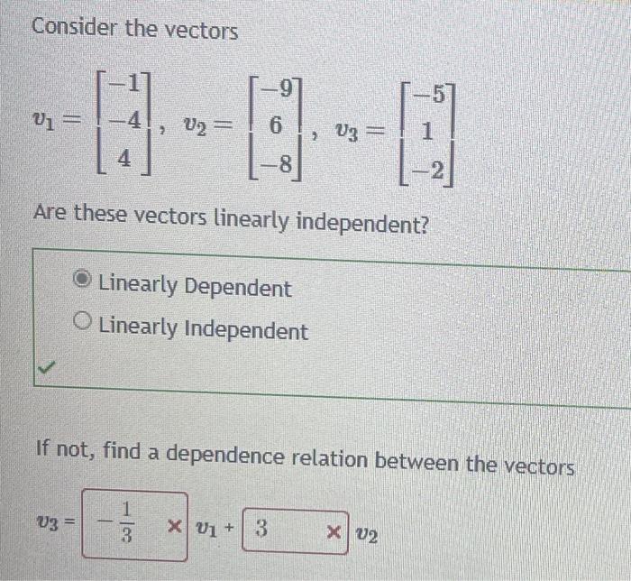 Solved Consider The Vectors | Chegg.com