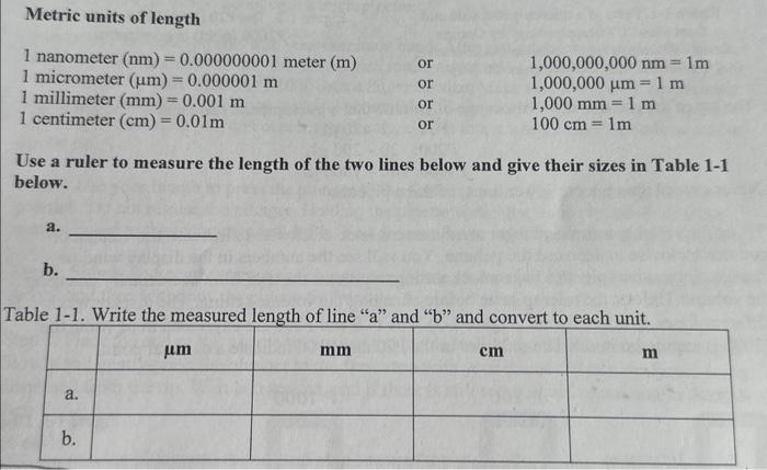 Solved Use a ruler to measure the length of the two lines | Chegg.com