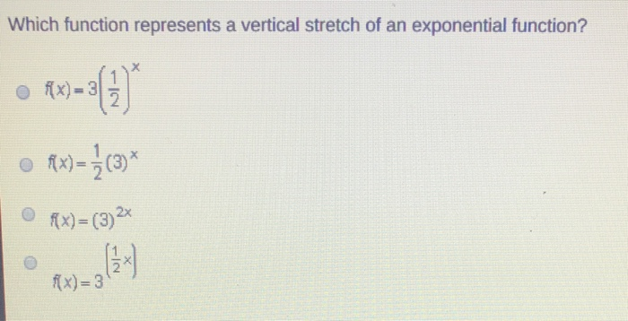 Solved Which function represents a vertical stretch of an | Chegg.com