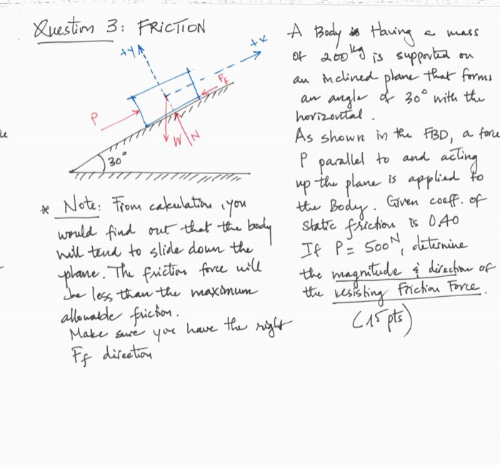 Solved Question 3: FRICTION 7 A Body is having a mass of | Chegg.com