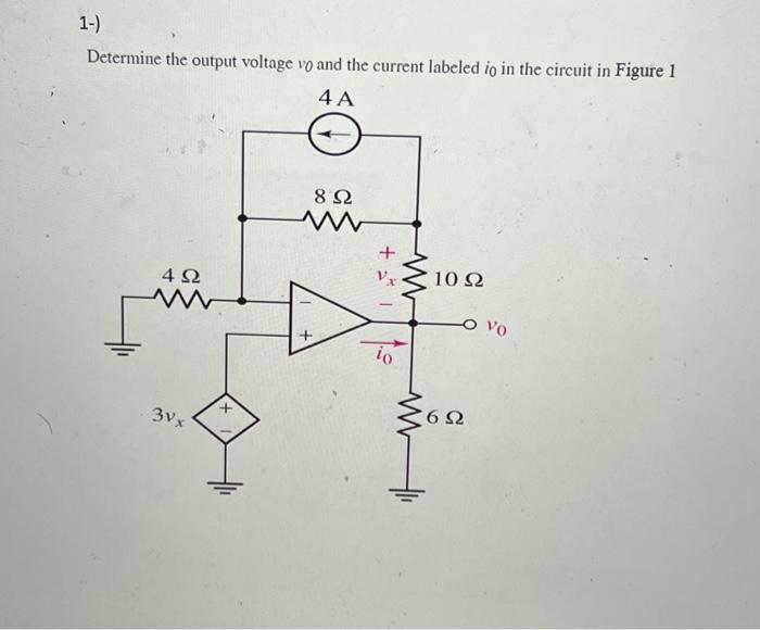 Solved 1-) Determine the output voltage vo and the current | Chegg.com