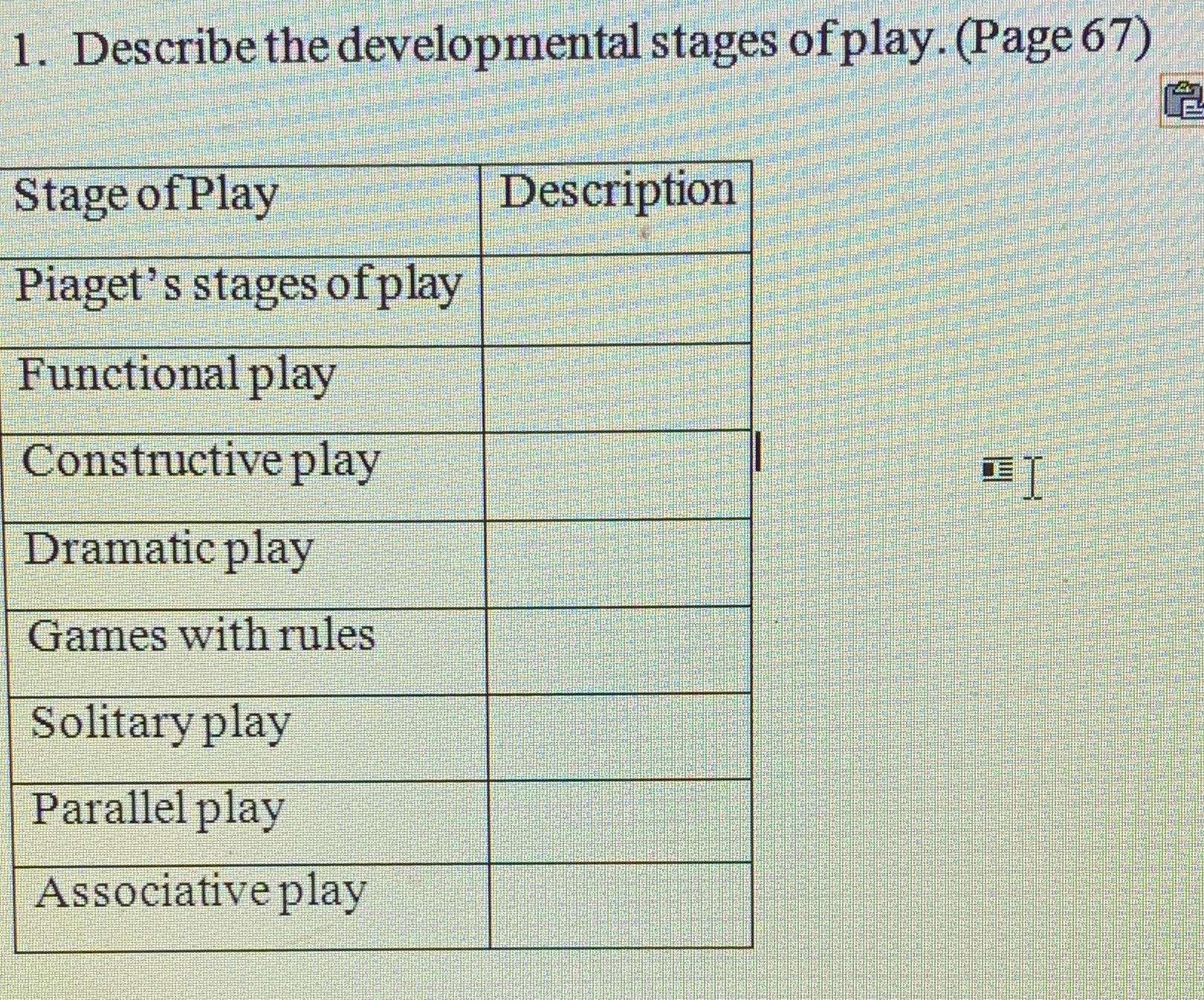 Piaget constructive clearance play