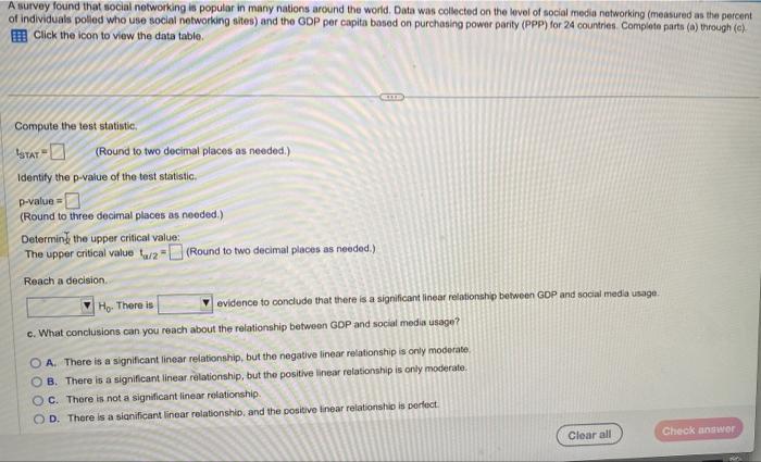 Solved A survey found that social networking is popular in | Chegg.com