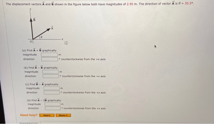 Solved The Displacement Vectors A And B Shown In The Figure | Chegg.com