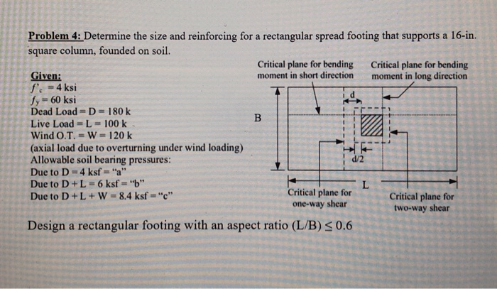 Solved IZ Problem 4: Determine the size and reinforcing for | Chegg.com