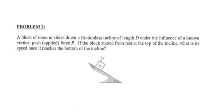 Solved PROBLEM 2: A Block Of Mass M Slides Down A | Chegg.com