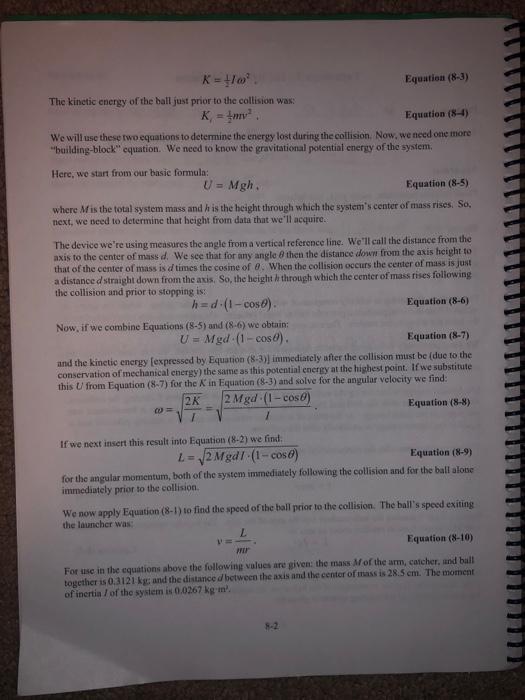Solved Experiment 8. The Ballistic Pendulum Name Time Lab | Chegg.com