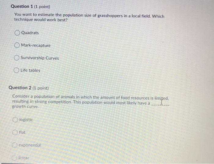 Solved Question 1 (1 Point) You Want To Estimate The | Chegg.com