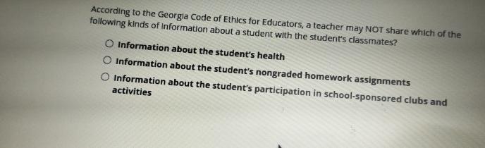 Solved According to the Georgla Code of Ethics for | Chegg.com