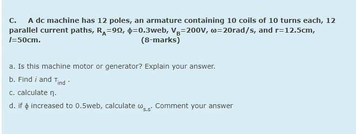 Solved C A Dc Machine Has 12 Poles An Armature Containi Chegg Com